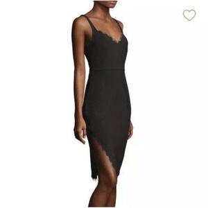 Revolve LIKELY Palmetto Lace-Trim Black Sheath Dress Slit Scoop Back Size 4 $298